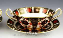 Royal Crown Derby England OLD IMARI CREAM SOUP CUPS BOWLS AND SAUCERS Set 2 Mint