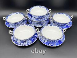 Royal Crown Derby Mikado Cream Soup Bowl Saucer Set x 6 Bone China England