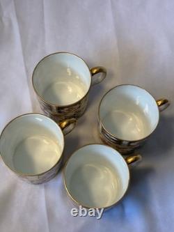 Royal Crown Derby Old Imari 2451 Coffee Cups Set of 4 Bone China Gold England