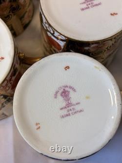 Royal Crown Derby Old Imari 2451 Coffee Cups Set of 4 Bone China Gold England