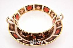 Royal Crown Derby Old Imari Cream Soup Bowl Double Handled & Saucer set