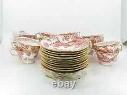 Royal Crown Derby Red Aves Bone China Set of 16 Tea Cups & Saucers