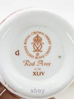 Royal Crown Derby Red Aves Bone China Set of 16 Tea Cups & Saucers