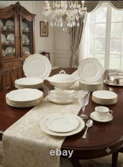 Royal Crown Derby Regency Bone China Dinner Set White/Gold England A. 1075