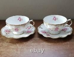 Royal Crown Derby Royal Pinxton Roses Tea Cup & Saucer Set of 2 1st Quality