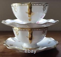 Royal Crown Derby Royal Pinxton Roses Tea Cup & Saucer Set of 2 1st Quality