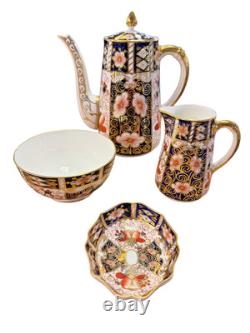Royal Crown Derby Traditional Imari Tea Coffee Set Coffee Pot Sugar Creamer Dish