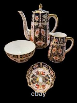 Royal Crown Derby Traditional Imari Tea Coffee Set Coffee Pot Sugar Creamer Dish