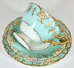 Royal Crown Derby Vine Tea cup Saucer Set Blue Gold England Vintage Teaset China