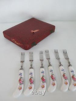 Royal Crown Derby Vintage China Box Set of Six Fruit Dessert Forks 082B