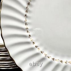 Royal Doulton ADRIAN Bone China 10.5 Dinner Plates SET/12 Gold Vintage England