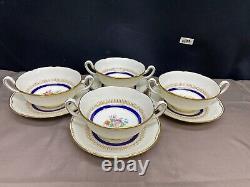 Royal Doulton ASCOT Bone China England Set of 4 Cream Soup Bowls Saucers