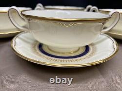 Royal Doulton ASCOT Bone China England Set of 4 Cream Soup Bowls Saucers