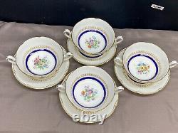 Royal Doulton ASCOT Bone China England Set of 4 Cream Soup Bowls Saucers