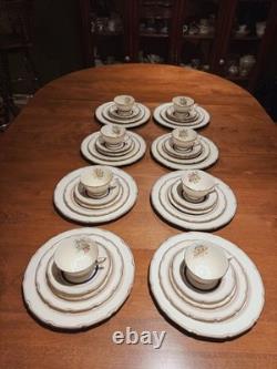 Royal Doulton Ascot Floral Gold Bone China 8 Place 40Piece Tea Set MINT