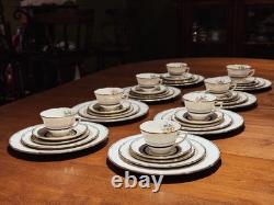 Royal Doulton Ascot Floral Gold Bone China 8 Place 40Piece Tea Set MINT