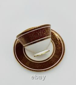 Royal Doulton Buckingham Footed Cup & Saucer Set Bone China England Set of 8