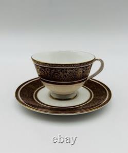 Royal Doulton Buckingham Footed Cup & Saucer Set Bone China England Set of 8