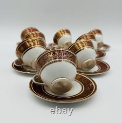 Royal Doulton Buckingham Footed Cup & Saucer Set Bone China England Set of 8