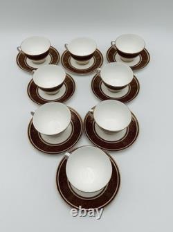 Royal Doulton Buckingham Footed Cup & Saucer Set Bone China England Set of 8