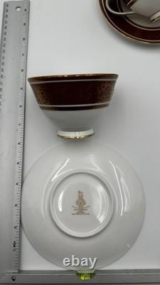 Royal Doulton Buckingham Footed Cup & Saucer Set Bone China England Set of 8