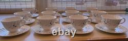 Royal Doulton China Millefleur Cups and Saucers Set of 12 Gray and Blue Floral