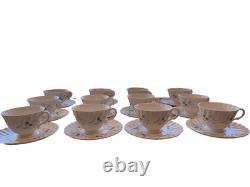 Royal Doulton China Millefleur Cups and Saucers Set of 12 Gray and Blue Floral