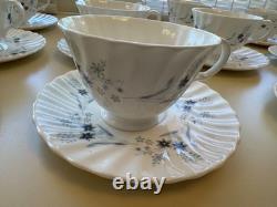 Royal Doulton China Millefleur Cups and Saucers Set of 12 Gray and Blue Floral