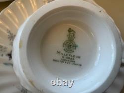 Royal Doulton China Millefleur Cups and Saucers Set of 12 Gray and Blue Floral