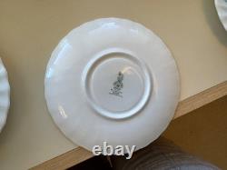 Royal Doulton China Millefleur Cups and Saucers Set of 12 Gray and Blue Floral
