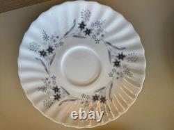 Royal Doulton China Millefleur Cups and Saucers Set of 12 Gray and Blue Floral