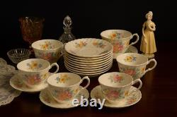 Royal Doulton England 1938-1959 Arcadia Bone China Set Of 12 Cups Saucers