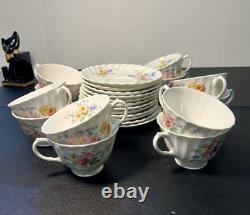 Royal Doulton England 1938-1959 Arcadia Bone China Set Of 12 Cups Saucers