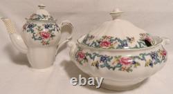 Royal Doulton Floradora Green T. C. 1127 5 Pc Place Setting-for 8+Extras 76 Pc New