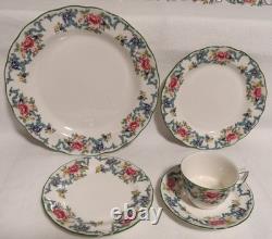 Royal Doulton Floradora Green T. C. 1127 5 Pc Place Setting-for 8+Extras 76 Pc New