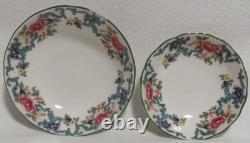 Royal Doulton Floradora Green T. C. 1127 5 Pc Place Setting-for 8+Extras 76 Pc New