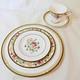 Royal Doulton Lichfield 5 Piece Place Setting Bone China England Green Gold