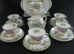 Royal Doulton Vintage Art Deco English China 21 Piece Tea Cup Set Glamis Thistle