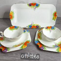 Royal Grafton Bone China Floral Tea Set 7pc Serving Tray Cups Plates England