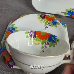 Royal Grafton Bone China Floral Tea Set 7pc Serving Tray Cups Plates England