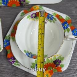 Royal Grafton Bone China Floral Tea Set 7pc Serving Tray Cups Plates England
