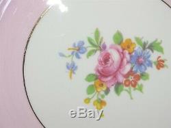 Royal Grafton England Set of 12 Salad Plates Bone China Pink & Floral with Gold