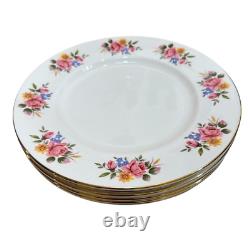 Royal Grafton Marlborough Bone China England 2116 Floral Dinner Plates Set Of 6