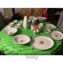 Royal Jackson Parisienne China Set England Pink Rose Service 12