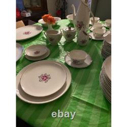 Royal Jackson Parisienne China Set England Pink Rose Service 12