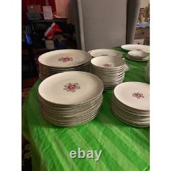 Royal Jackson Parisienne China Set England Pink Rose Service 12