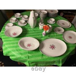Royal Jackson Parisienne China Set England Pink Rose Service 12