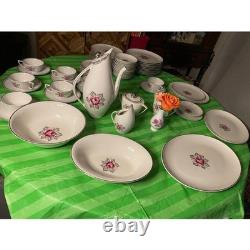 Royal Jackson Parisienne China Set England Pink Rose Service 12