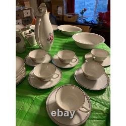 Royal Jackson Parisienne China Set England Pink Rose Service 12