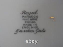 Royal Paragon Bone China Cup Snack Plate Set Pale Yellow Garden Gate England EUC